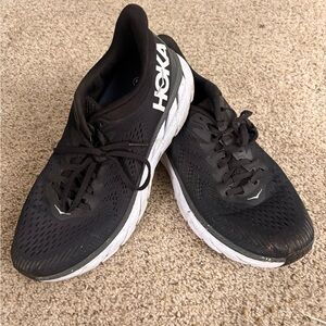 Hoka Black and White Athletic Shoes